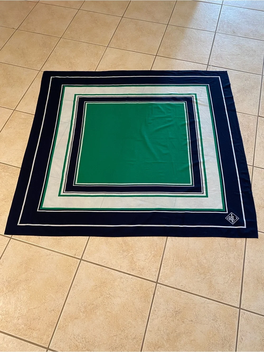 Lauren Ralph Lauren Green Navy and White Swim Sarong